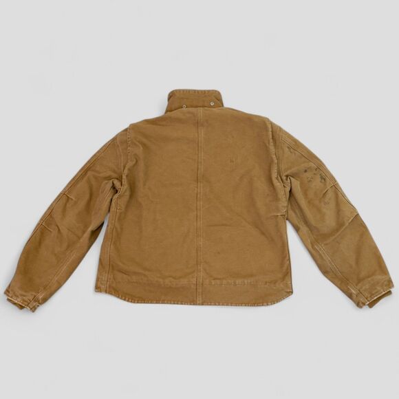 VTG Carhartt Fleece Lined Duck Jacket Distressed J164 CML Camel/Tan Size Large - Picture 4 of 11